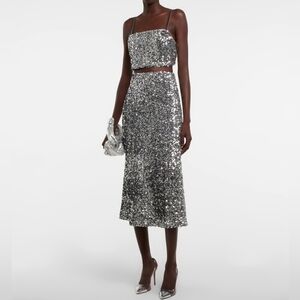 Sequin Crop Top Midi Skirt Set